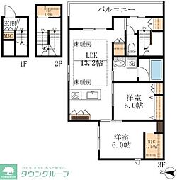 名古屋市営桜通線 桜山駅 徒歩12分の賃貸マンション 3階2LDKの間取り