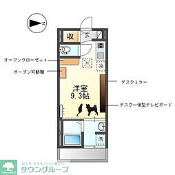 名古屋市営鶴舞線 庄内緑地公園駅 徒歩10分の賃貸アパート 2階ワンルームの間取り