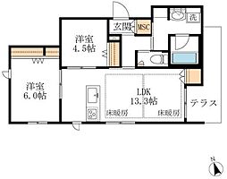 Ｂｅｌｌｅ　Ｅｓｔｉｍｅｅ　Ｍｏｔｏｙａｍａ 1階2LDKの間取り