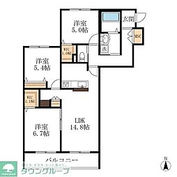 メゾン天白公園東E 4階3LDKの間取り