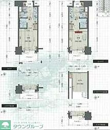 プレサンス金山グリーンパークス 13階1Kの間取り