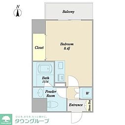 プリヴィアーレ金山 4階ワンルームの間取り