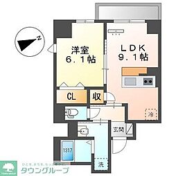 THE　BLOSSOM　新栄 2階1LDKの間取り