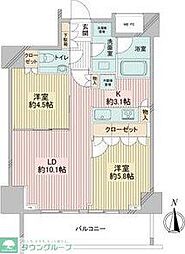 プラウドタワー覚王山 2LDKの間取図画像