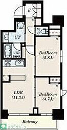 S-RESIDENCE葵II 15階2LDKの間取り