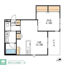 corail blanc 1階1LDKの間取り