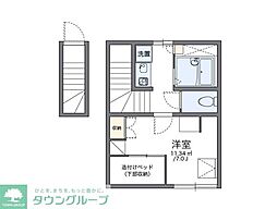 レオパレス幸 2階1Kの間取り