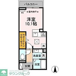 アリヴィオ 2階ワンルームの間取り
