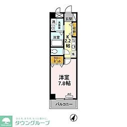 ヴィラパーク鶴舞 5階1Kの間取り