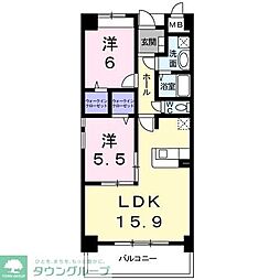 クレアーレ 1階2LDKの間取り