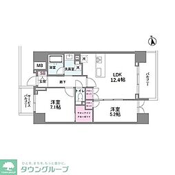 シーズンフラッツ今池NORTH 2LDKの間取図画像