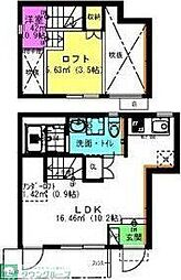 ヴェニュス3 ワンルームの間取図画像