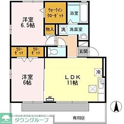リバーイースト北畑A 2LDKの間取図画像
