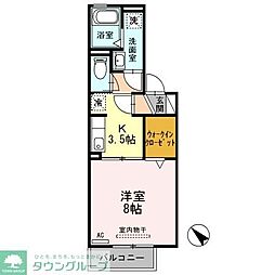 サウスパーク中村 1Kの間取図画像