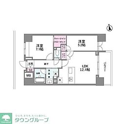 シーズンフラッツ今池NORTH 2LDKの間取図画像