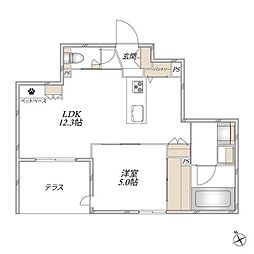 Largo unomori 1LDKの間取図画像