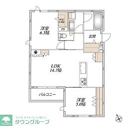 Largo unomori 2LDKの間取図画像