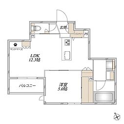 Largo unomori 1LDKの間取図画像