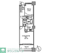 パークアクシス白壁 1LDKの間取図画像