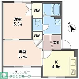 アベニューナオコC 2Kの間取図画像