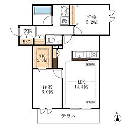 高橋ビル 2LDKの間取図画像