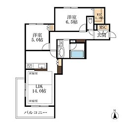 高橋ビル 2LDKの間取図画像