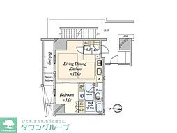 葵クロスタワー 1LDKの間取図画像