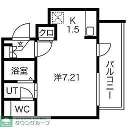 アルテミス平和 1Kの間取図画像
