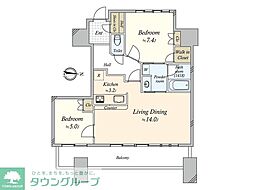 ザ・ライオンズミッドキャピタルタワー 2LDKの間取図画像
