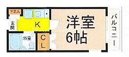 アクシス金城町 1Kの間取図画像