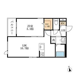 ヘーベルメゾン東白壁WEST 1LDKの間取図画像