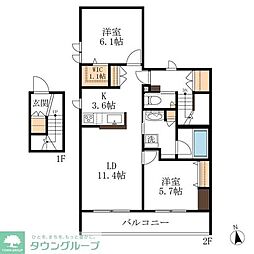 bambou deux 2LDKの間取図画像