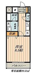 キャッスルヒルズ柳ケ瀬 1Kの間取図画像