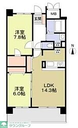 フィール清船 2LDKの間取図画像