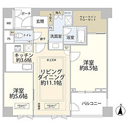 グランドメゾン芦屋翠ケ丘スタイル 2LDKの間取図画像