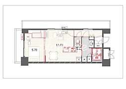 プライムアーバン目黒リバーフロント 9階1LDKの間取り