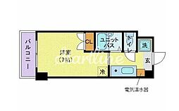 ブラントゥール恵比寿 6階1Kの間取り