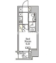 ジオエント白金台 3階1Kの間取り