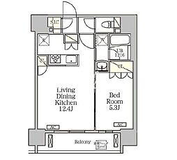 ジオエント白金台 8階1LDKの間取り