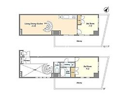HF目黒行人坂レジデンス 1階2LDKの間取り