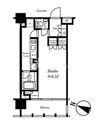 イクサージュ目黒 4階1Kの間取り