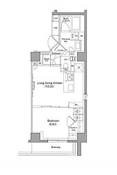 ザ・パークハビオ目黒フォート 2階1LDKの間取り