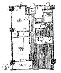 ライオンズマンション麻布十番南 2階2LDKの間取り