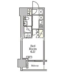 ジオエント白金台 3階1Kの間取り