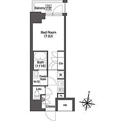 ミリアレジデンス広尾 8階1Kの間取り