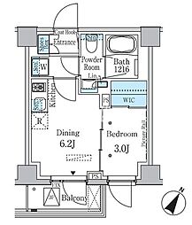 ラテスト白金台 1階1DKの間取り