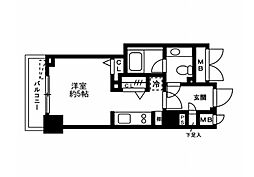 レジディア恵比寿III 3階ワンルームの間取り