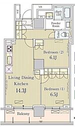 パークアクシス池田山 2階2LDKの間取り