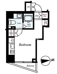 ル・リオン五反田 7階ワンルームの間取り