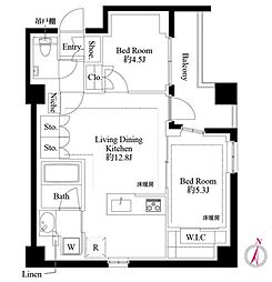 343レジデンス品川（オープンレジデンシア） 2階2LDKの間取り